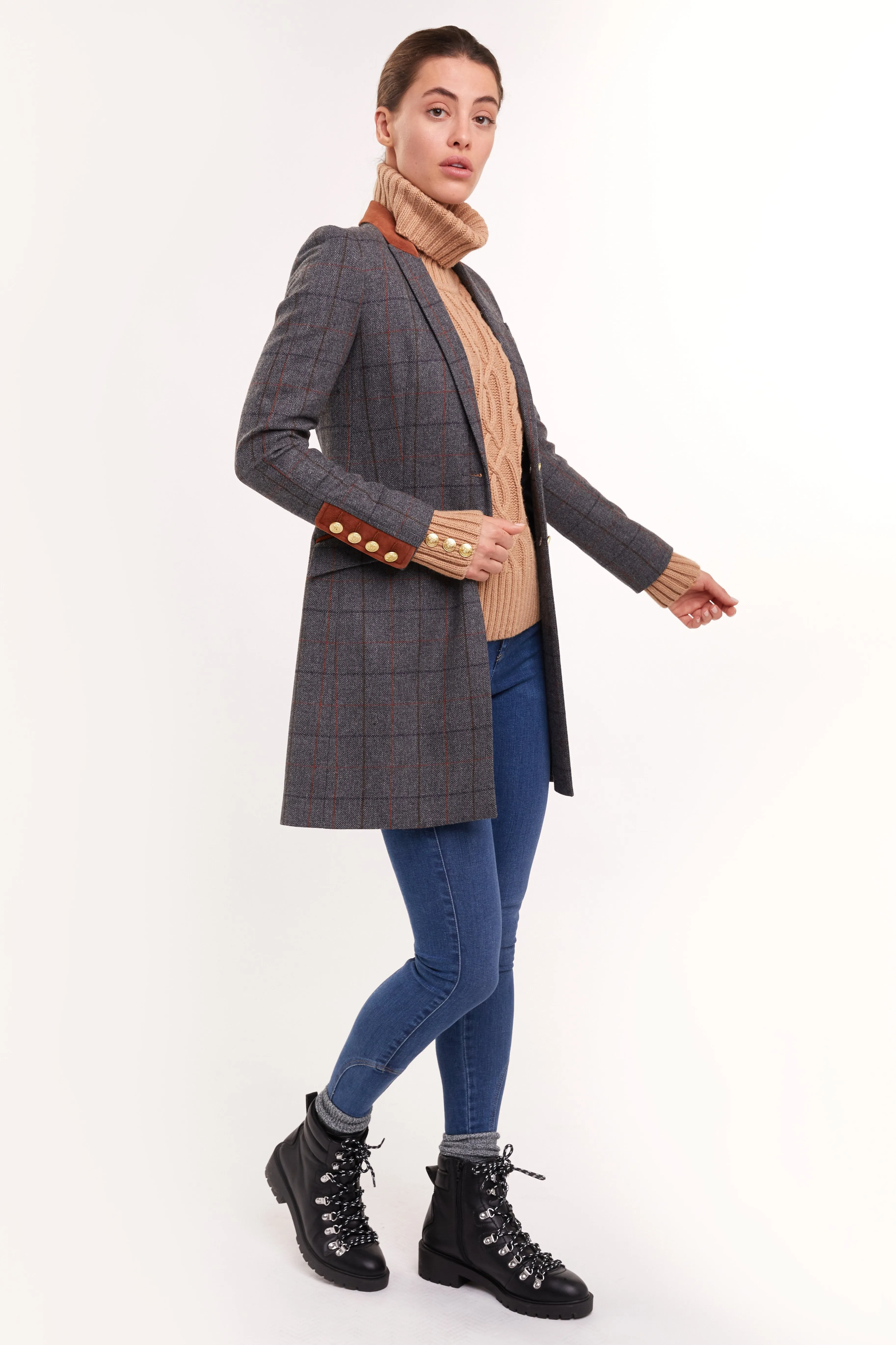 Kempton Coat (Mid Blue Check)