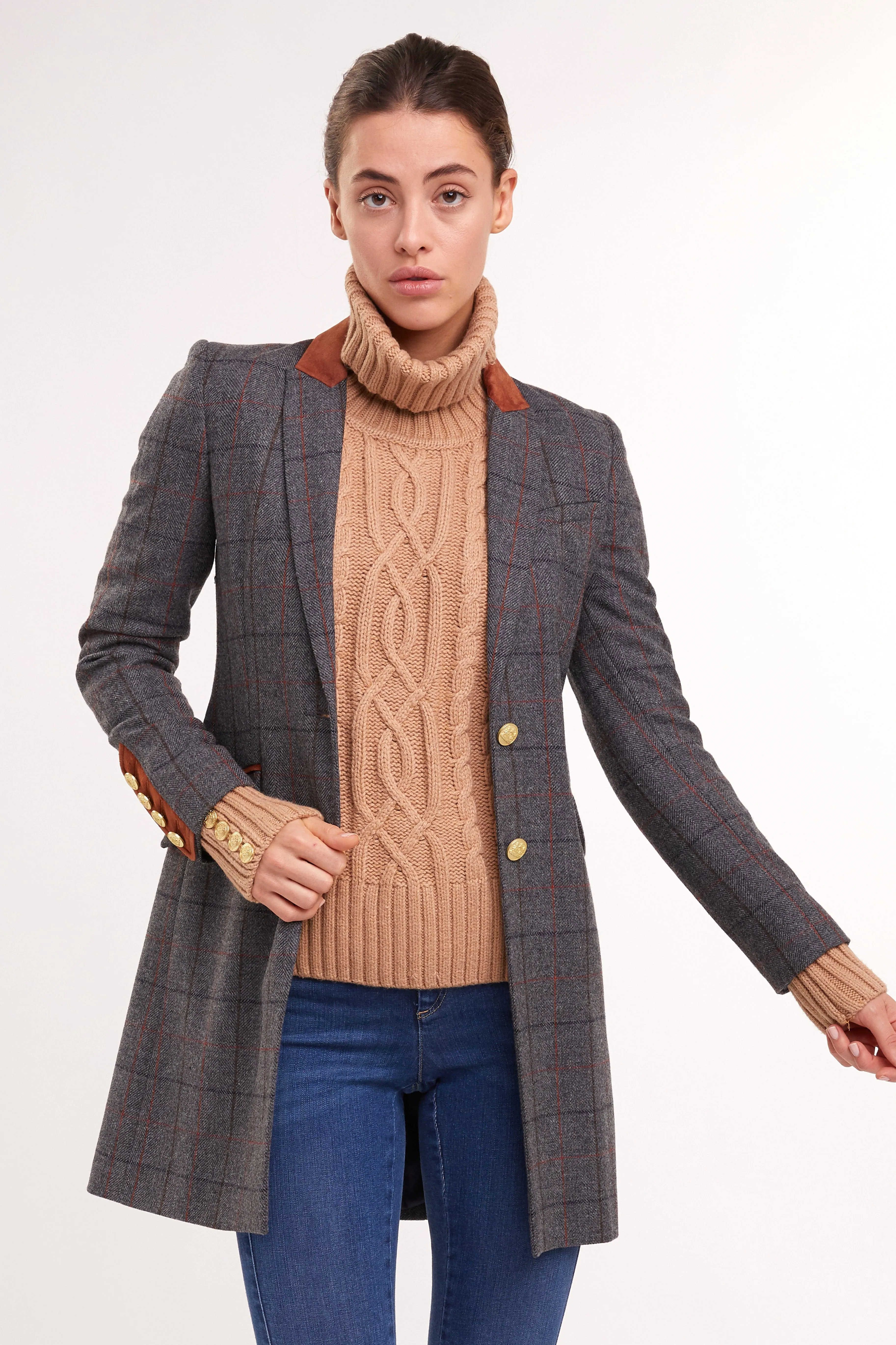 Kempton Coat (Mid Blue Check)