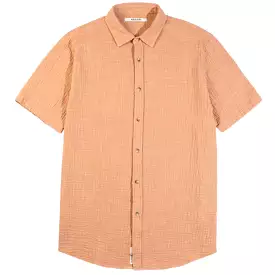 KESTIN Aberlady Shirt in Terracotta Textured Cotton