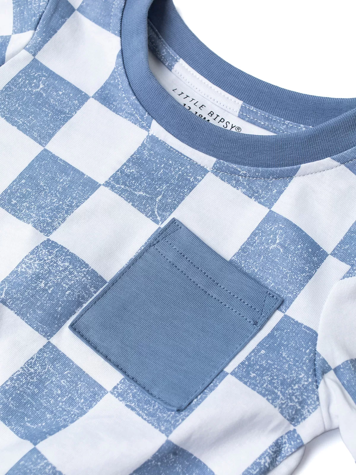 Little Bipsy Checkered Tee - Sky Blue