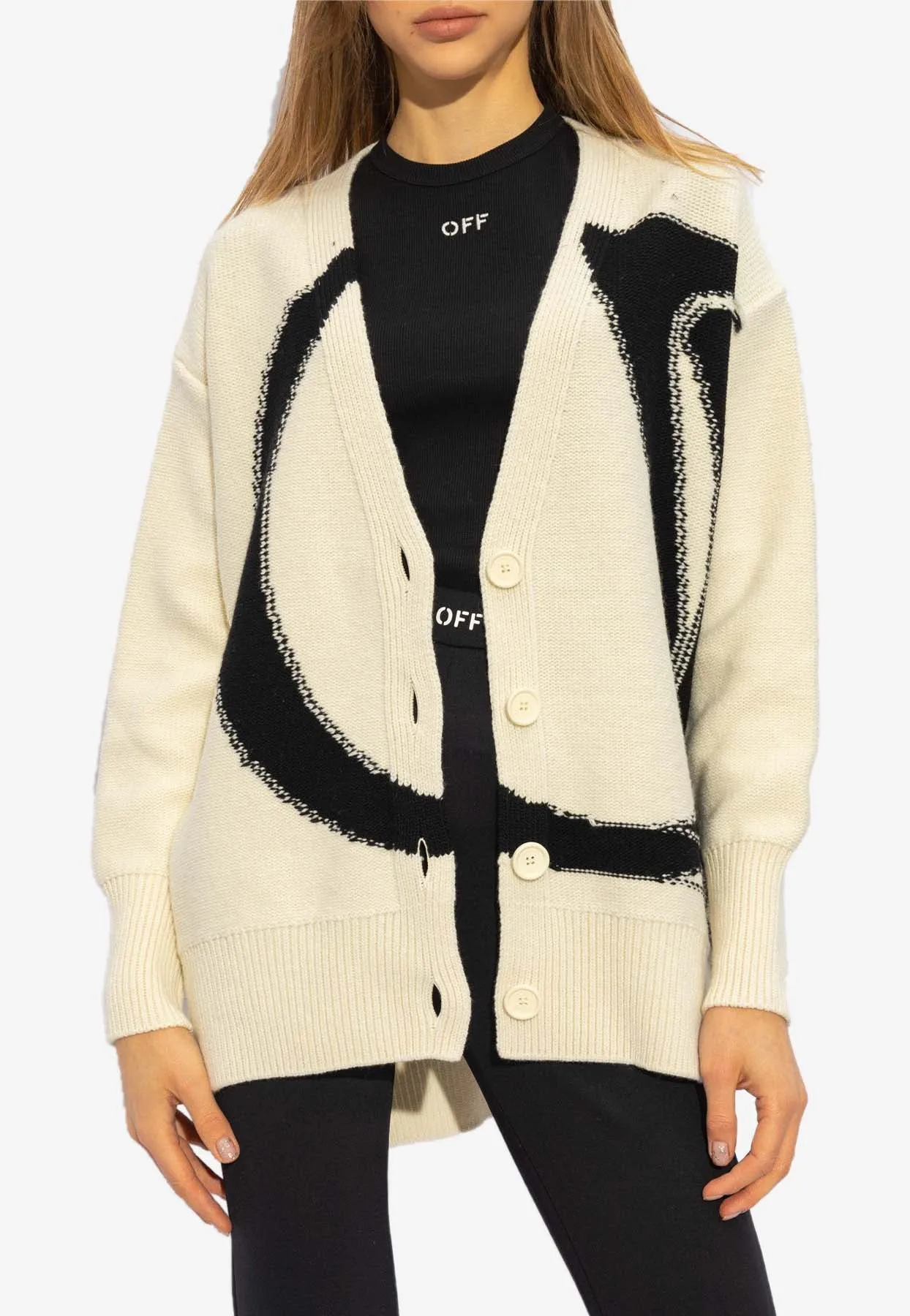 Logo-Inlay Wool Cardigan