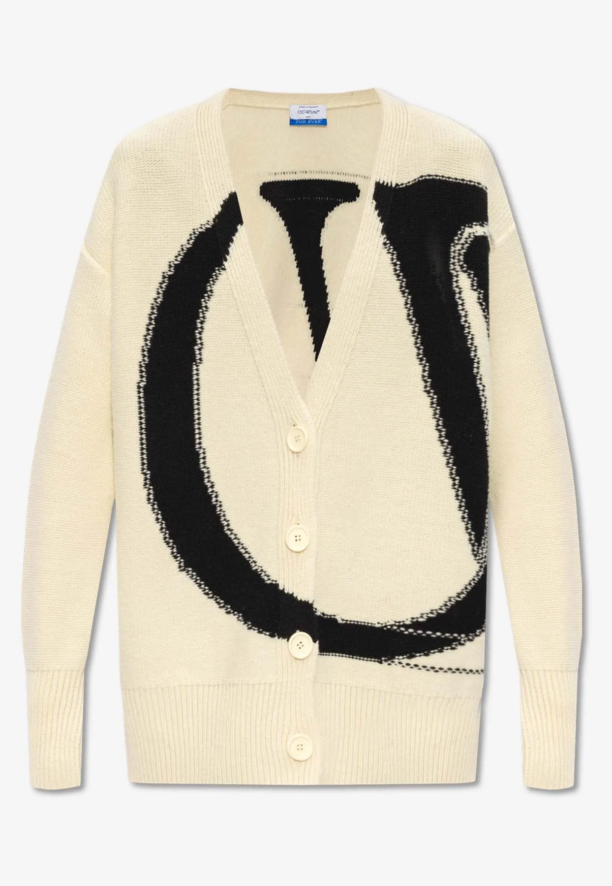 Logo-Inlay Wool Cardigan