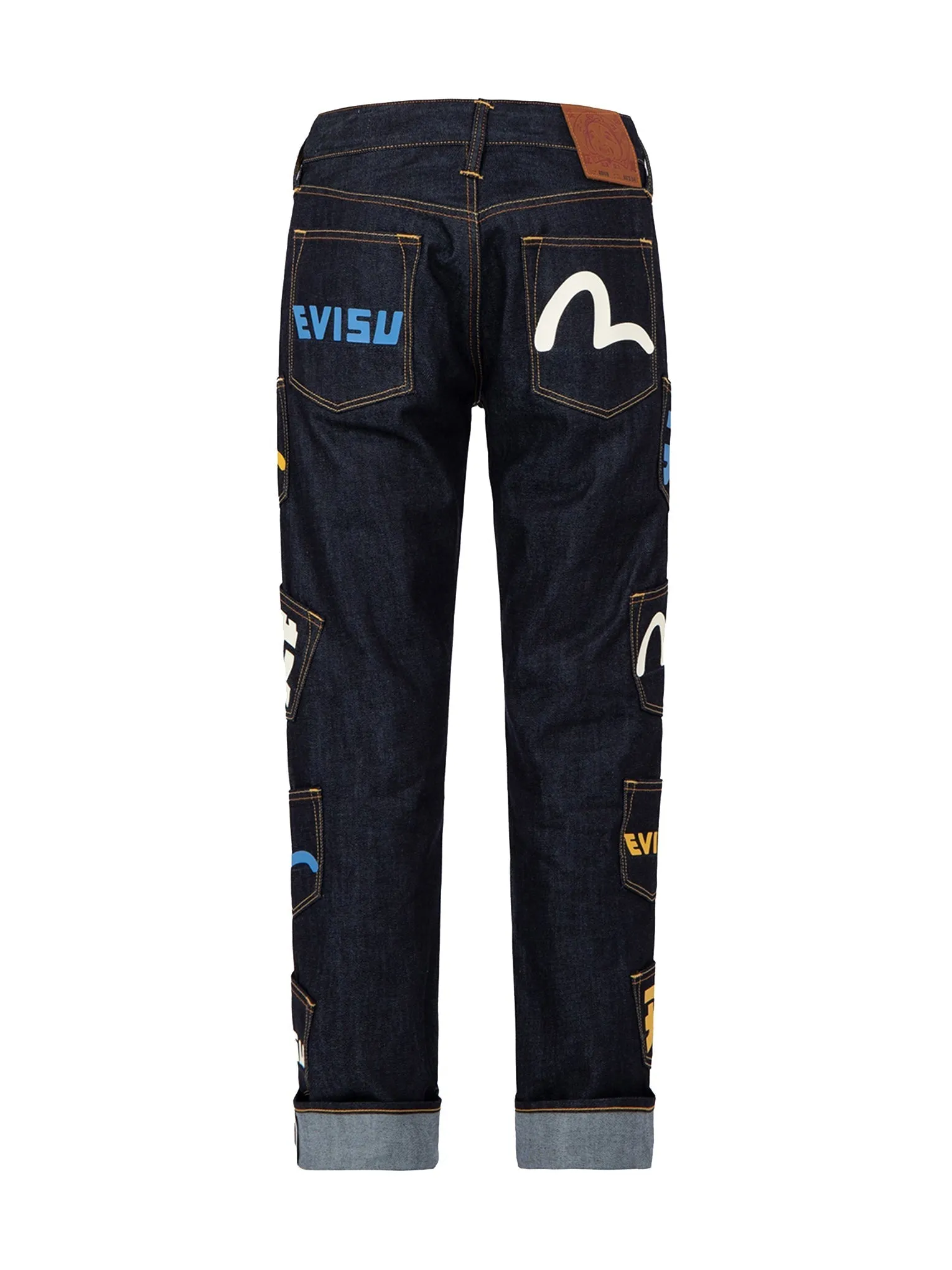 Logo-Print Multi-Pockets Regular-Fit Denim Jeans #2010