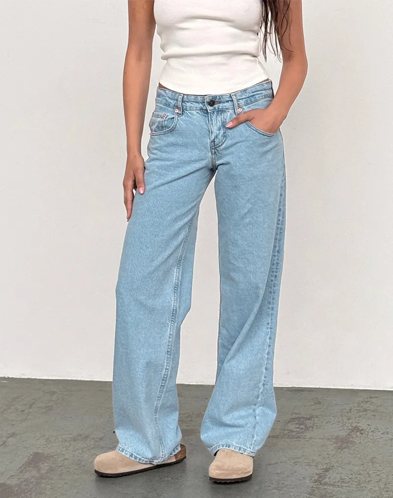 Low Rise Parallel Jeans in Light Wash Blue