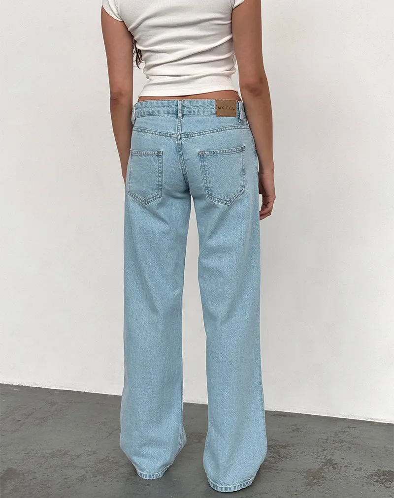 Low Rise Parallel Jeans in Light Wash Blue