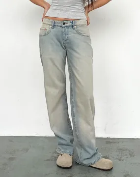 Low Rise Parallel Jeans in Sand Bleach Extreme