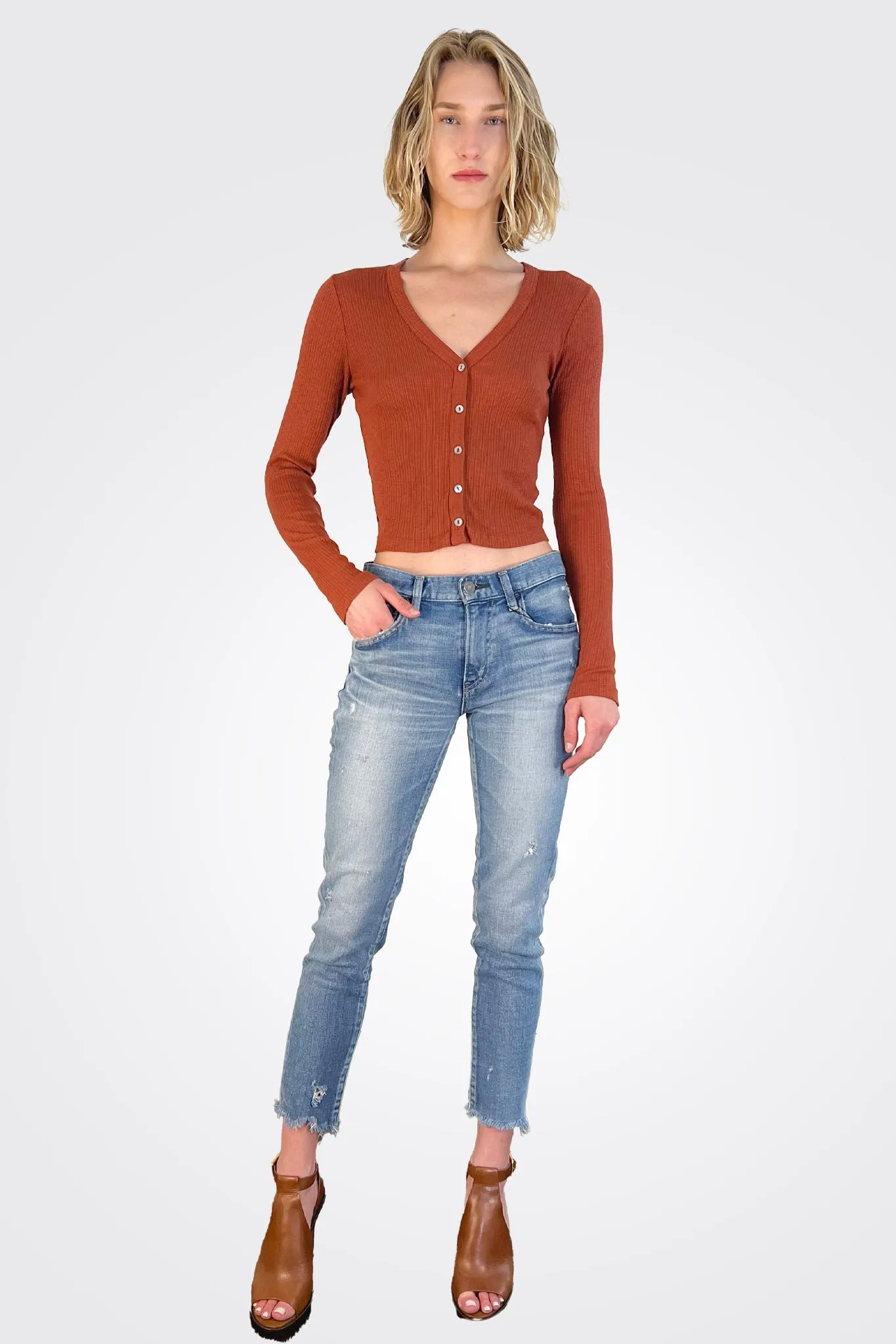 Lyla Ribbed Cardigan - Pecan