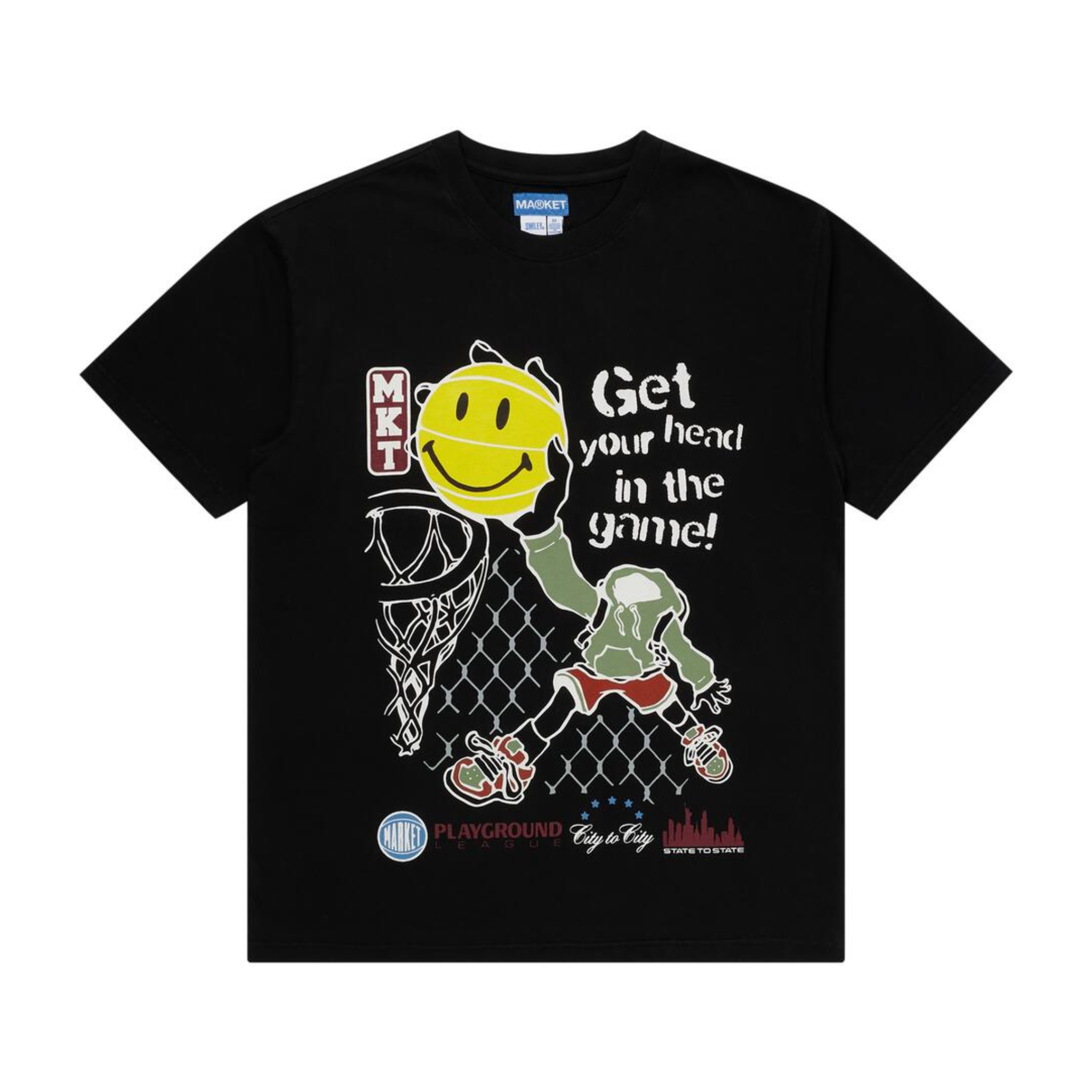 Market Smiley Head In The Game T-shirt (Washed Black)