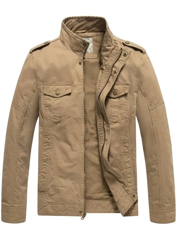 Men's Casual Jacket Washed Cotton Military Jacket