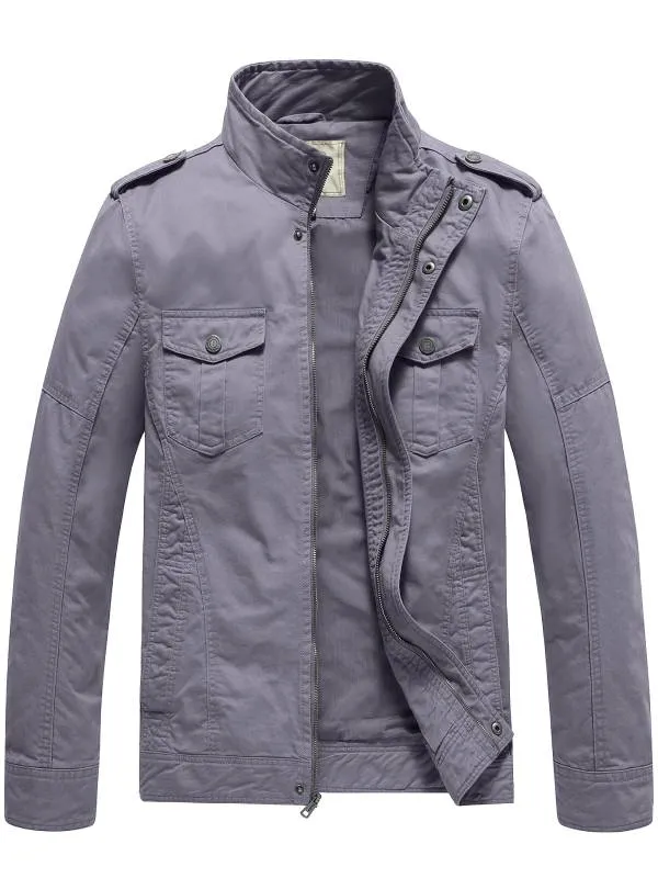 Men's Casual Jacket Washed Cotton Military Jacket