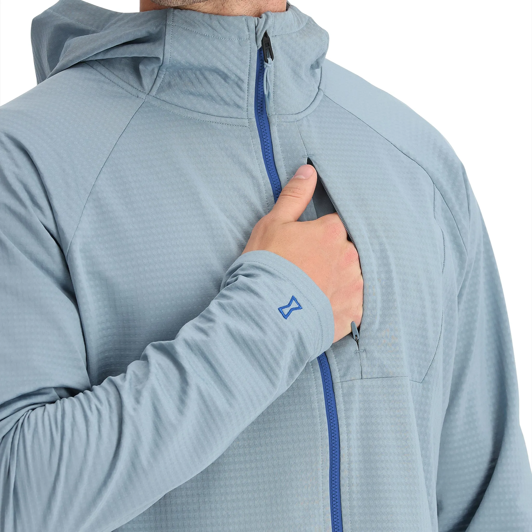 Mens Gridweb Tech Hoodie - Blue Fog