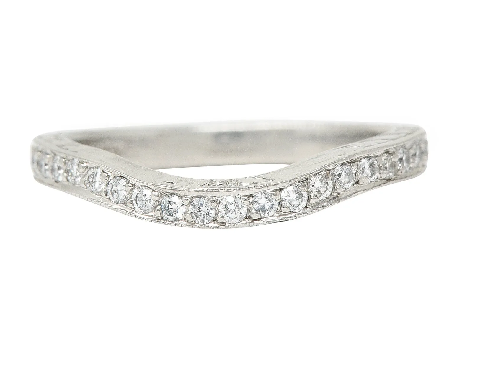 Mid-Century 0.63 CTW Diamond Platinum Garland Eternity Contour Band Vintage Ring