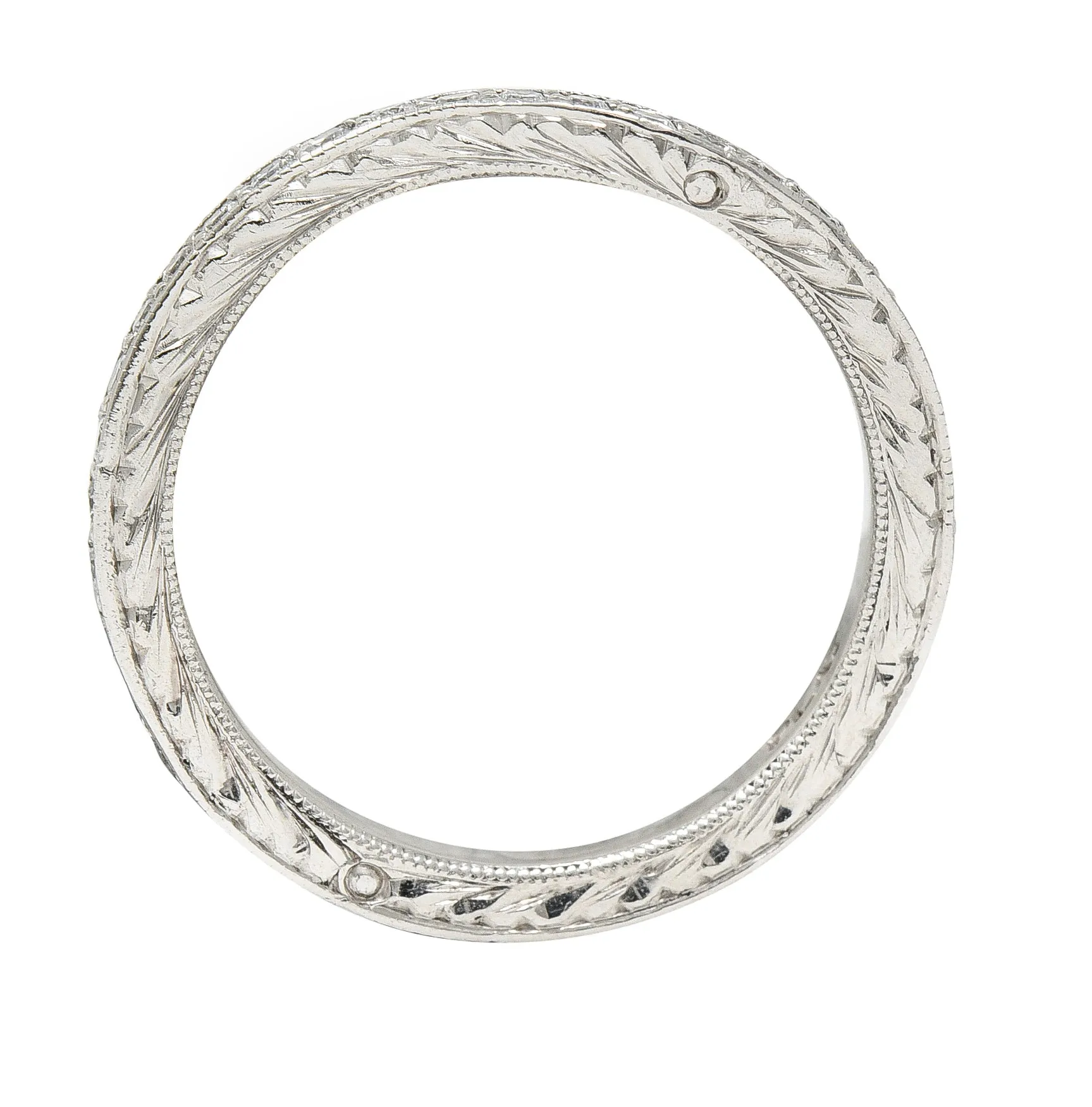 Mid-Century 0.63 CTW Diamond Platinum Garland Eternity Contour Band Vintage Ring