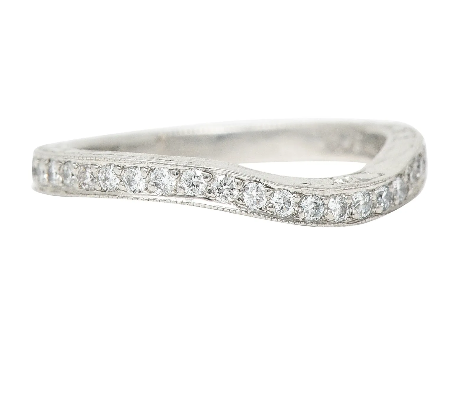 Mid-Century 0.63 CTW Diamond Platinum Garland Eternity Contour Band Vintage Ring