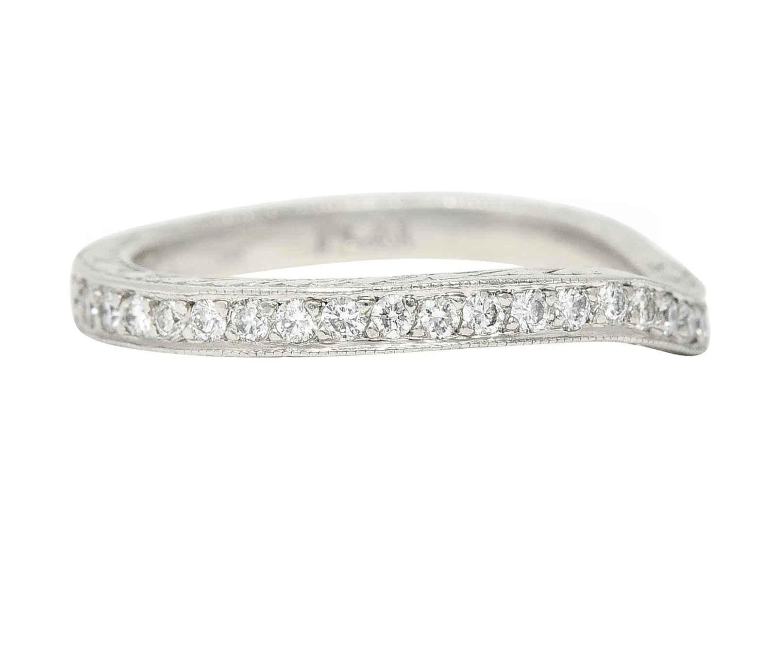 Mid-Century 0.63 CTW Diamond Platinum Garland Eternity Contour Band Vintage Ring