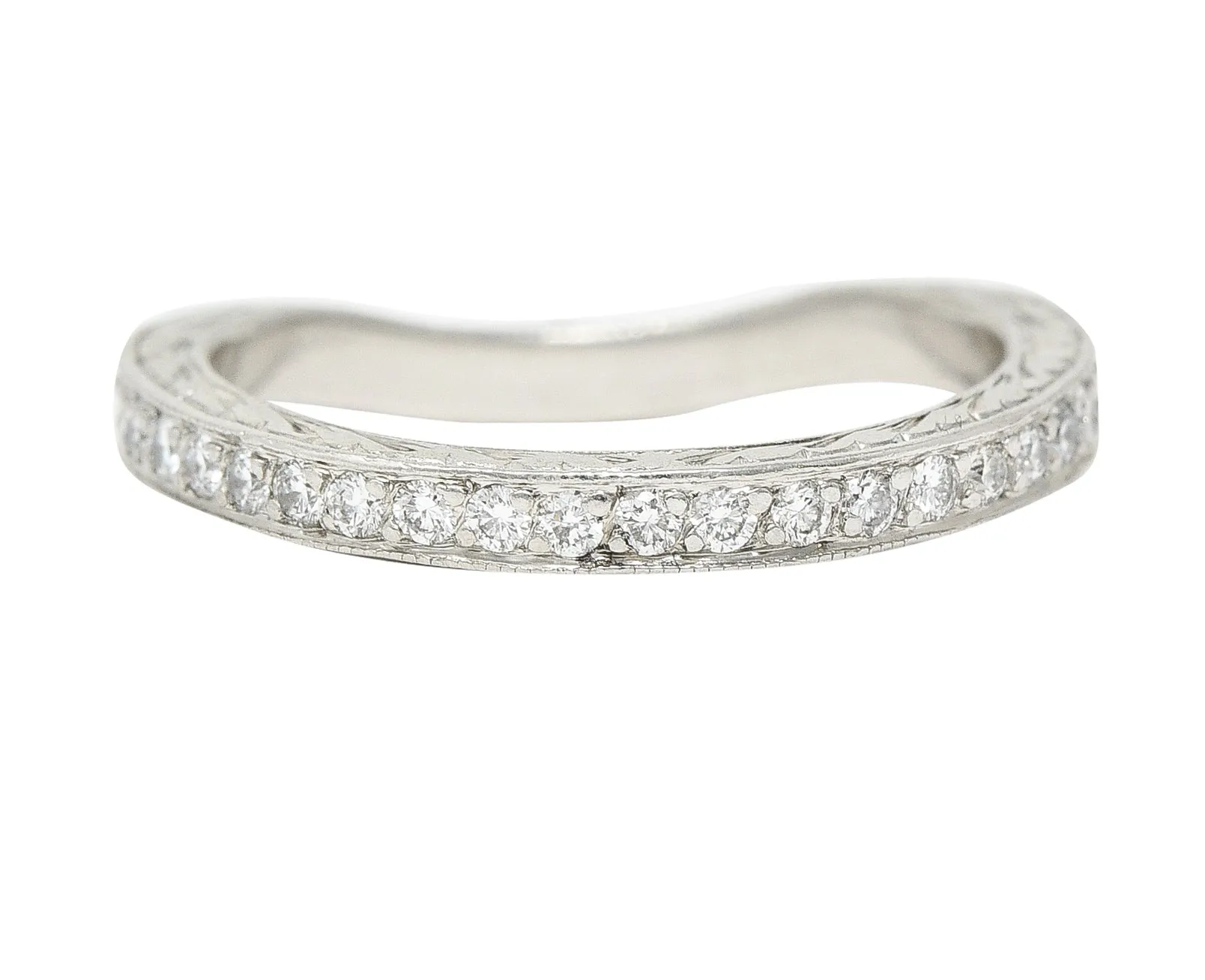 Mid-Century 0.63 CTW Diamond Platinum Garland Eternity Contour Band Vintage Ring