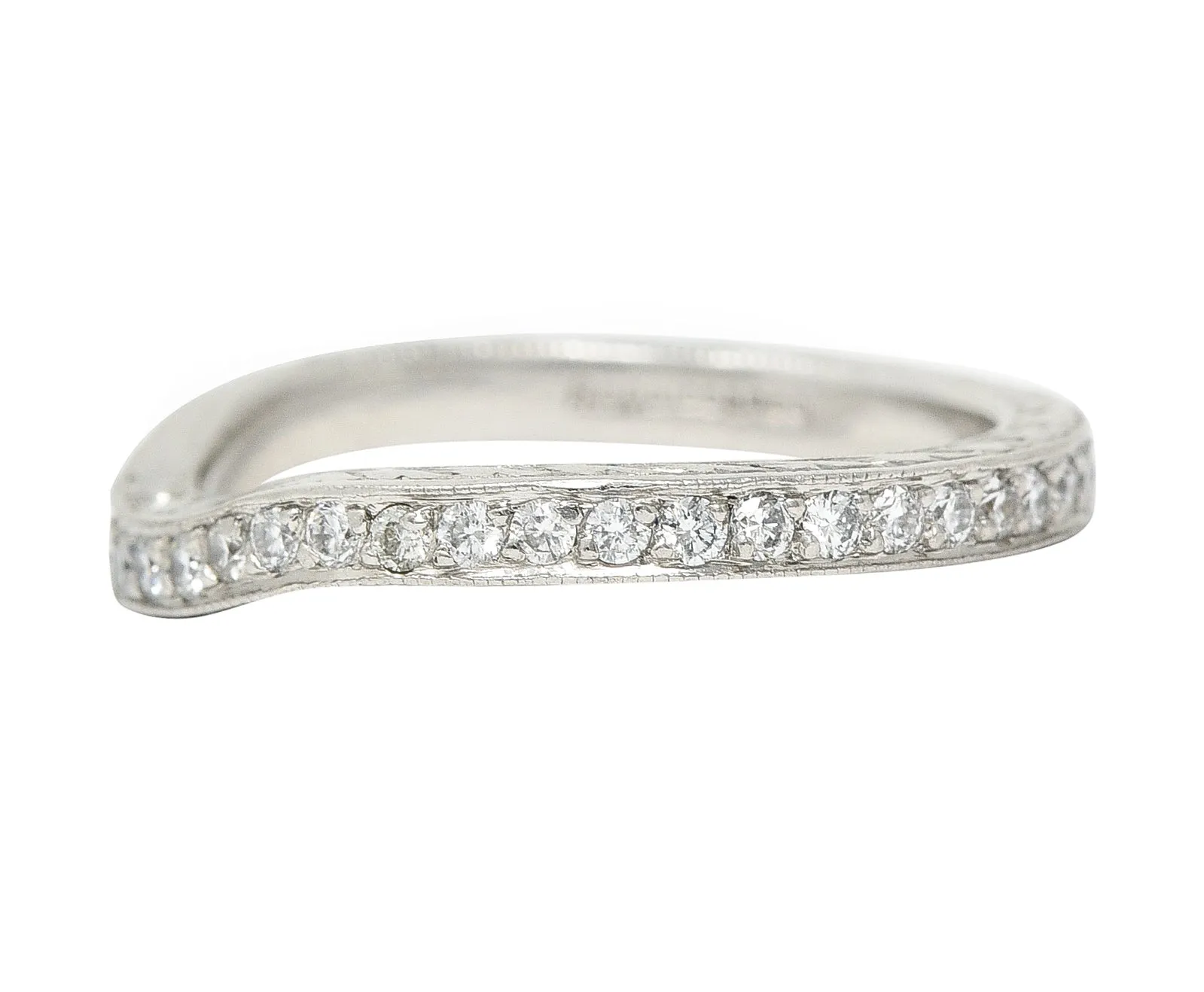 Mid-Century 0.63 CTW Diamond Platinum Garland Eternity Contour Band Vintage Ring