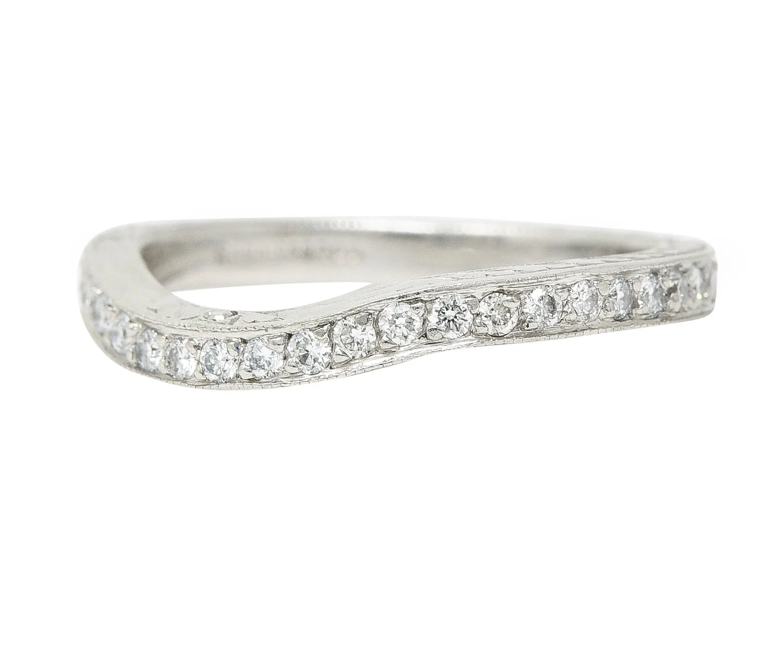 Mid-Century 0.63 CTW Diamond Platinum Garland Eternity Contour Band Vintage Ring