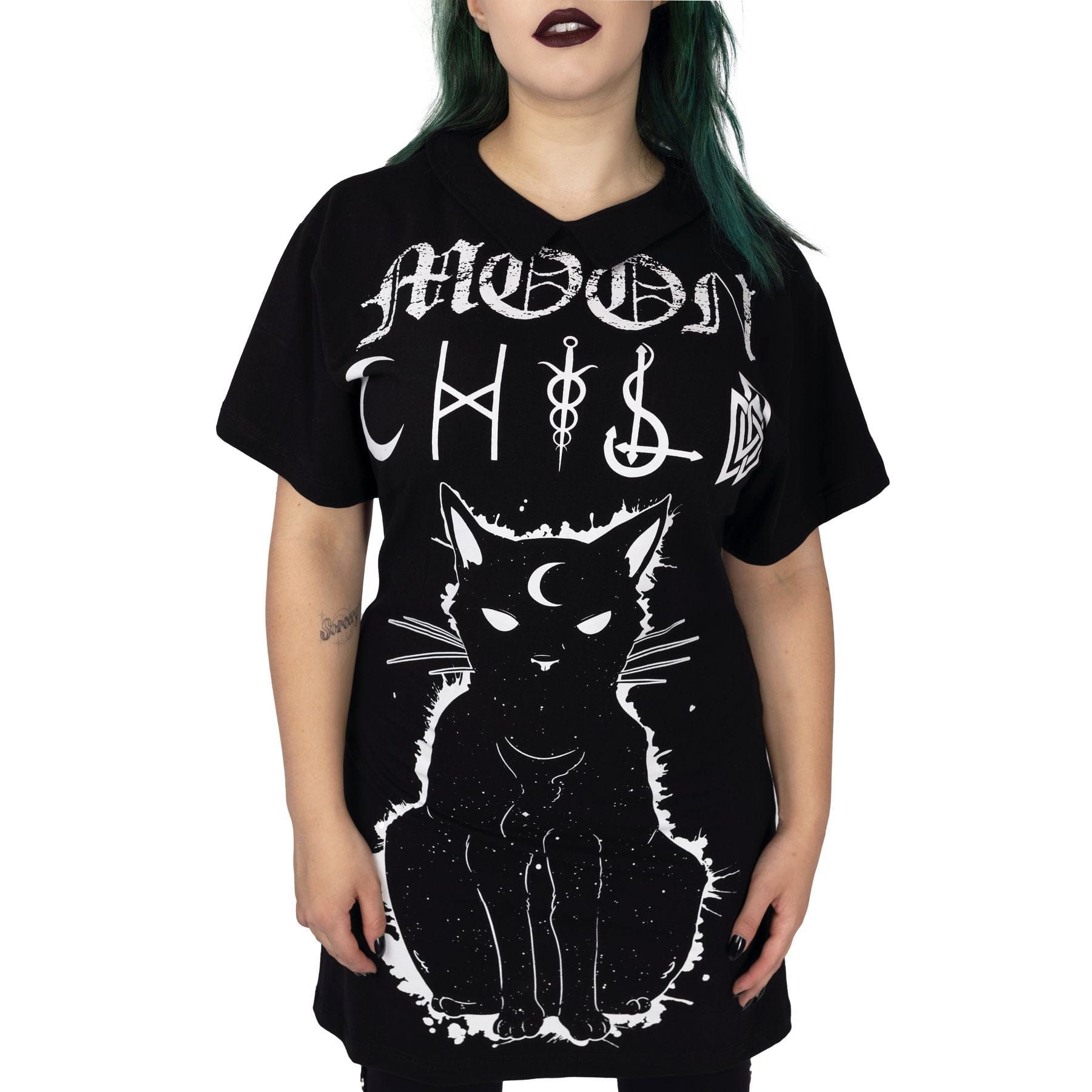 MOON KITTY TOP - BLACK