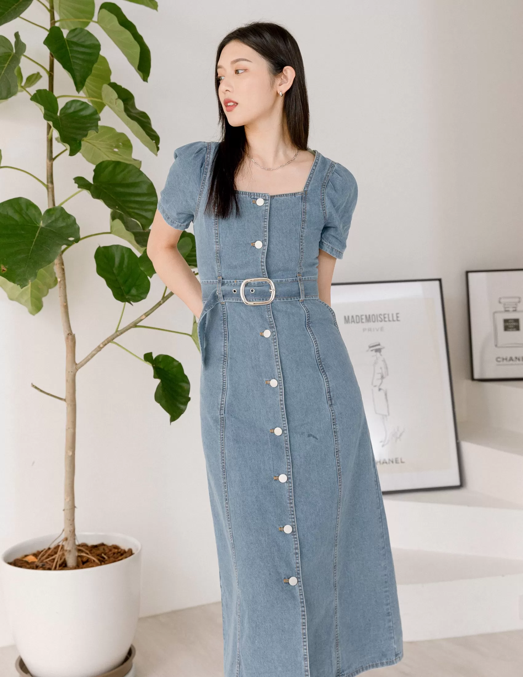 Natasha Denim Dress in Light Wash