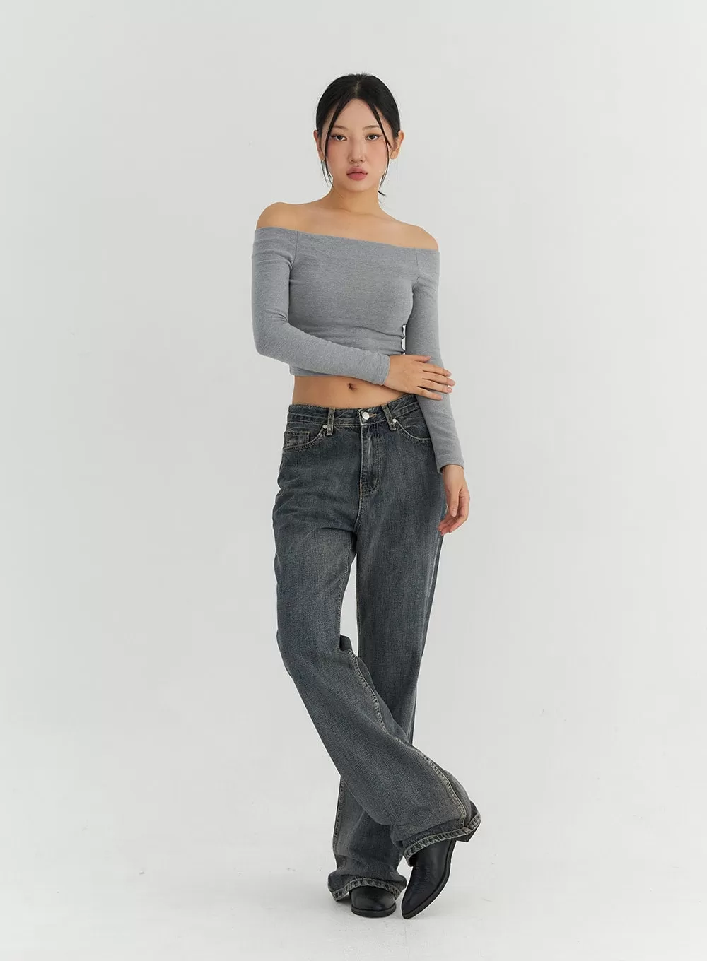 Off the Shoulder Fuzzy Crop Top CO310