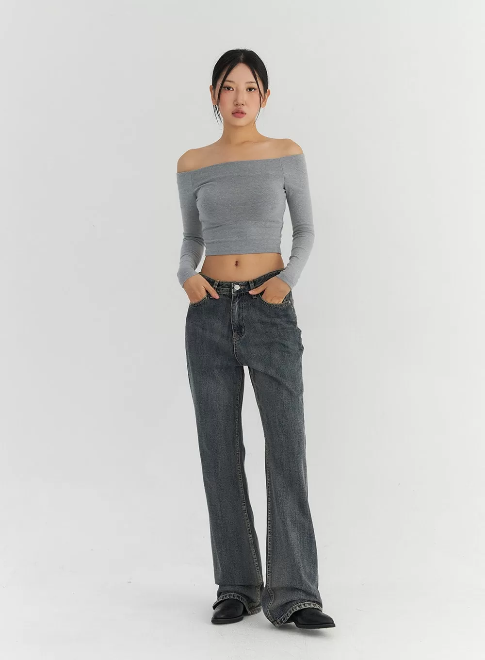 Off the Shoulder Fuzzy Crop Top CO310