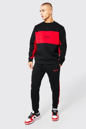 Official Man Colour Block Sweater Tracksuit