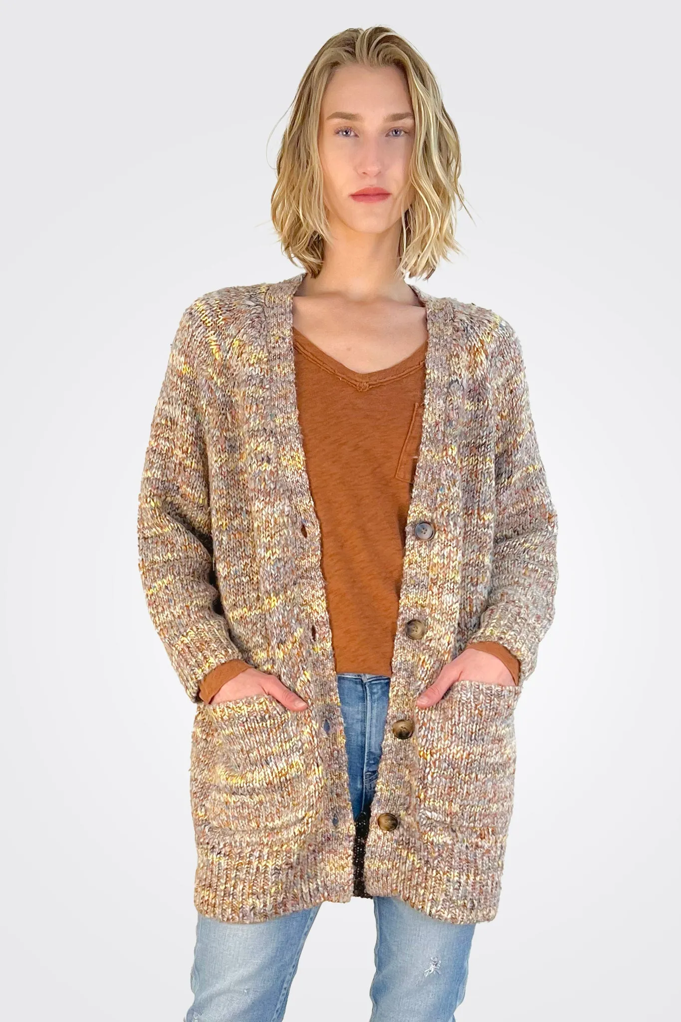 Olive Sweater Cardigan - Melange Multi