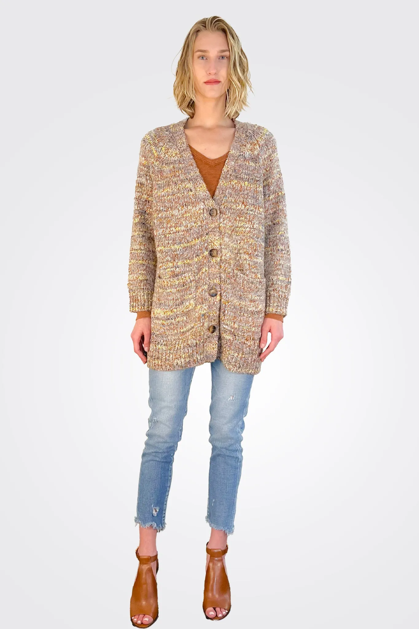 Olive Sweater Cardigan - Melange Multi