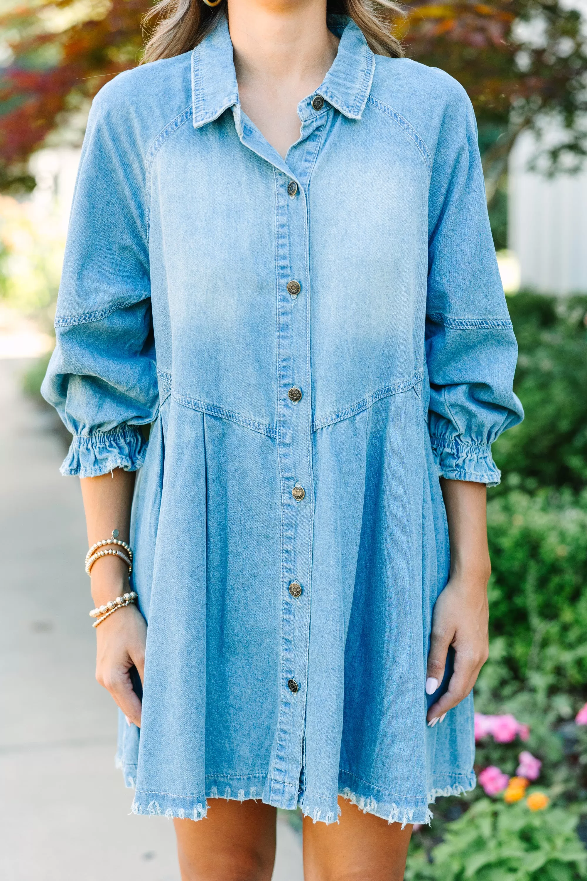 On Your Side Medium Wash Denim Dress