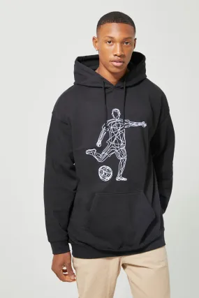 Oversized Football Line Graphic Hoodie