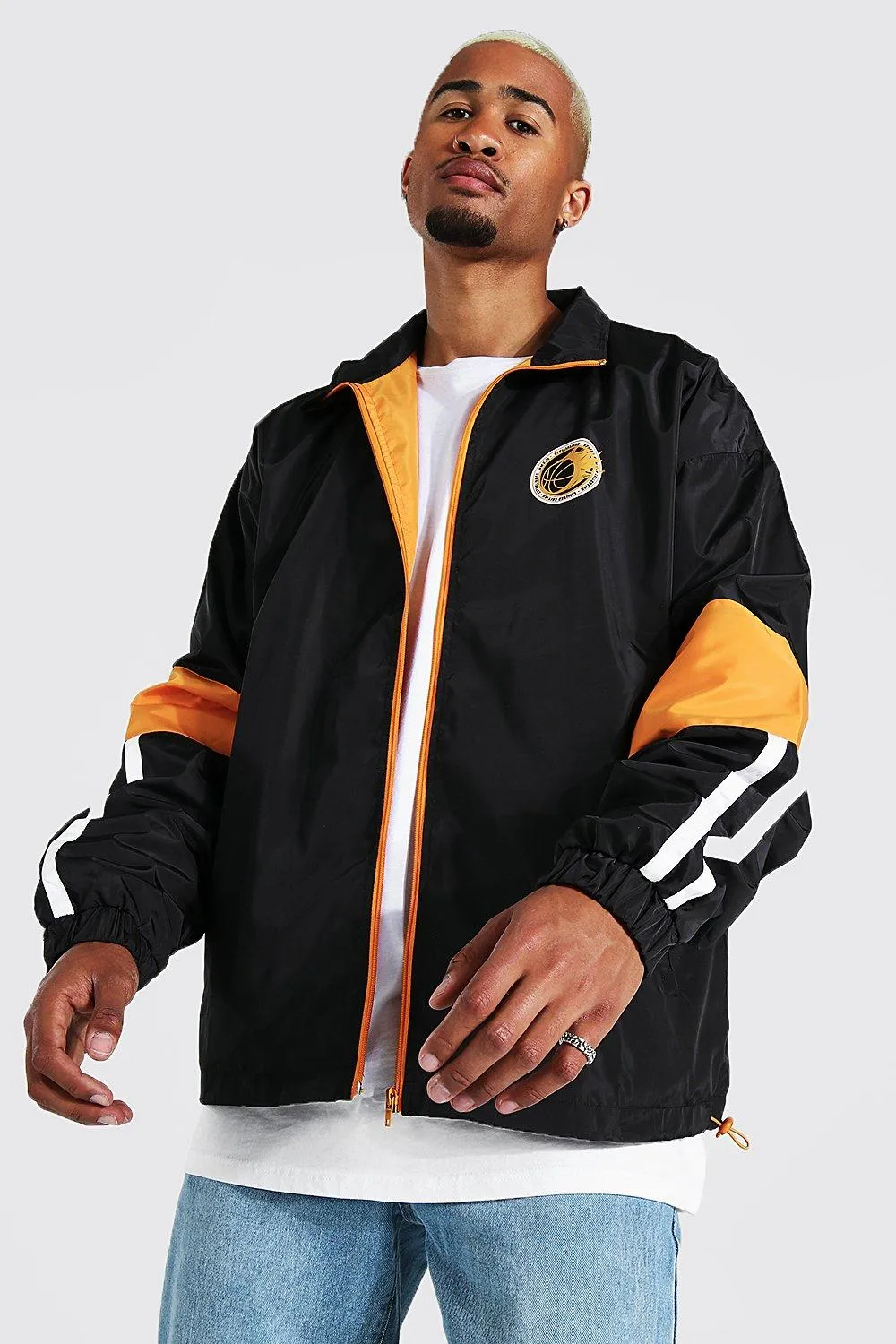 Oversized Lightweight Varsity Harrington | boohooMAN UK