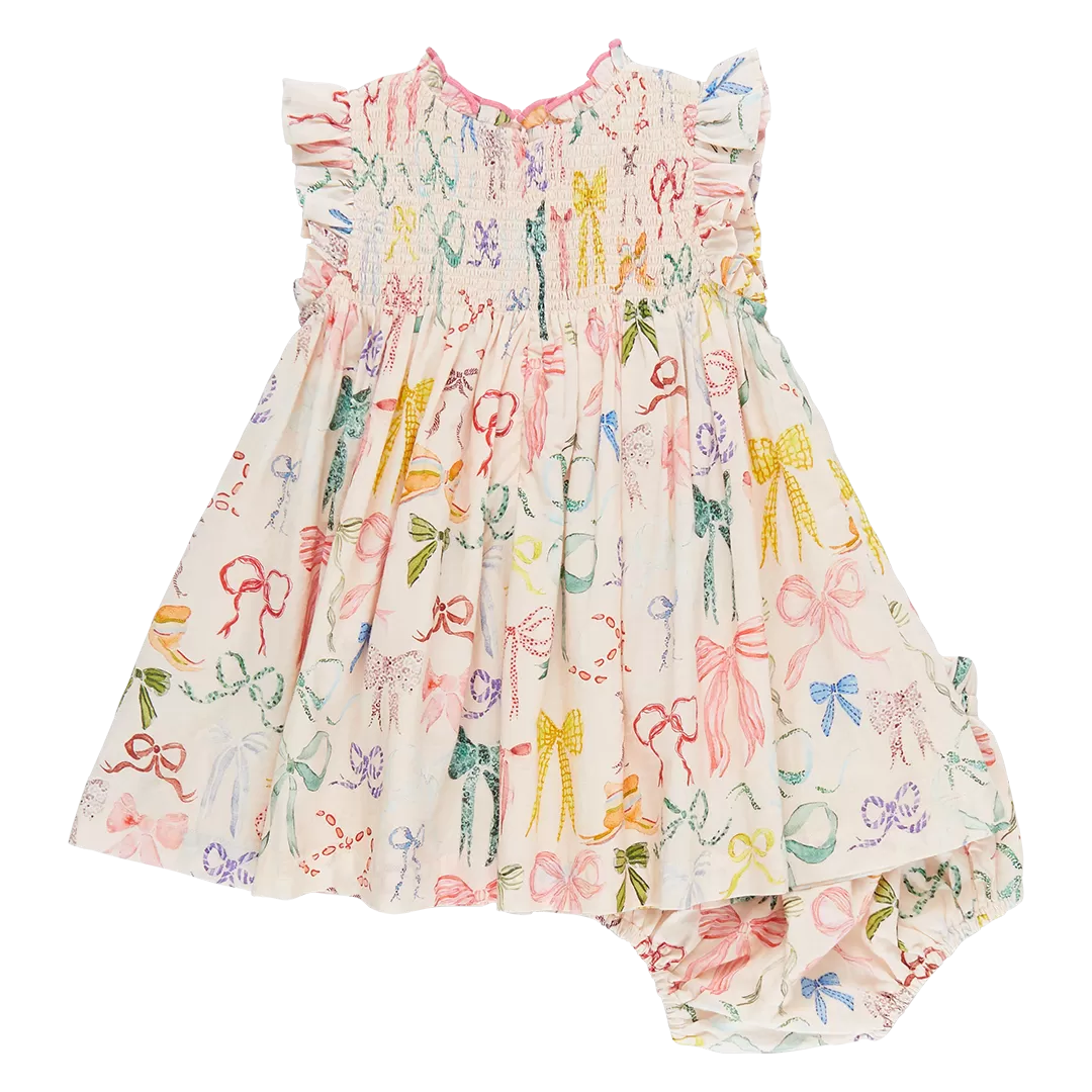 Pink Chicken Baby Stevie Dress Set - Watercolor Bows