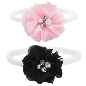   Pink/Black Flower Headband