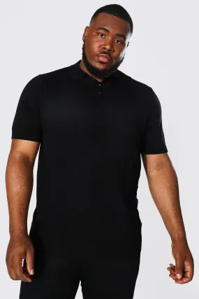 Plus Short Sleeve Regular Fit Knitted Polo | boohooMAN UK