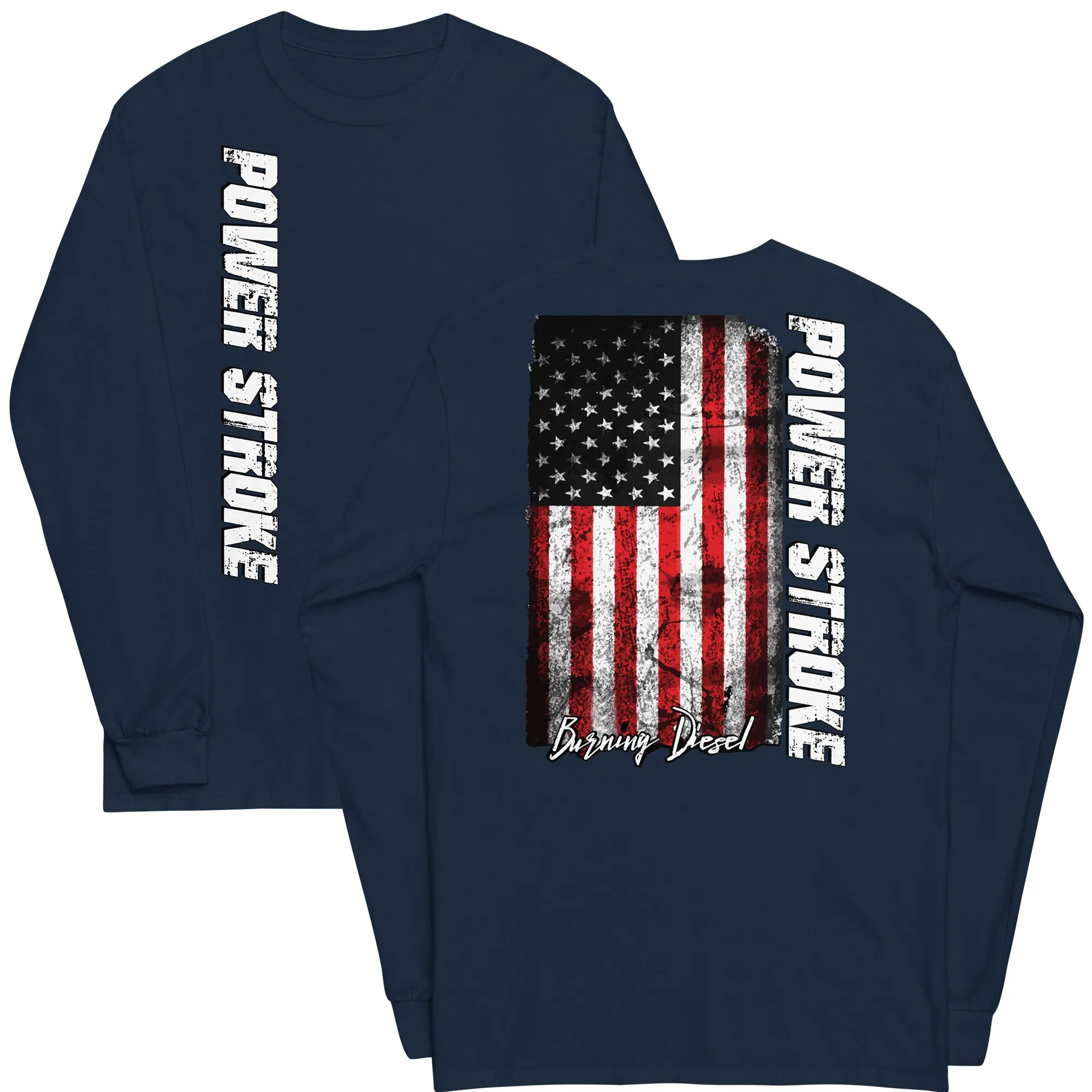 Power Stroke American Flag Long Sleeve T-Shirt