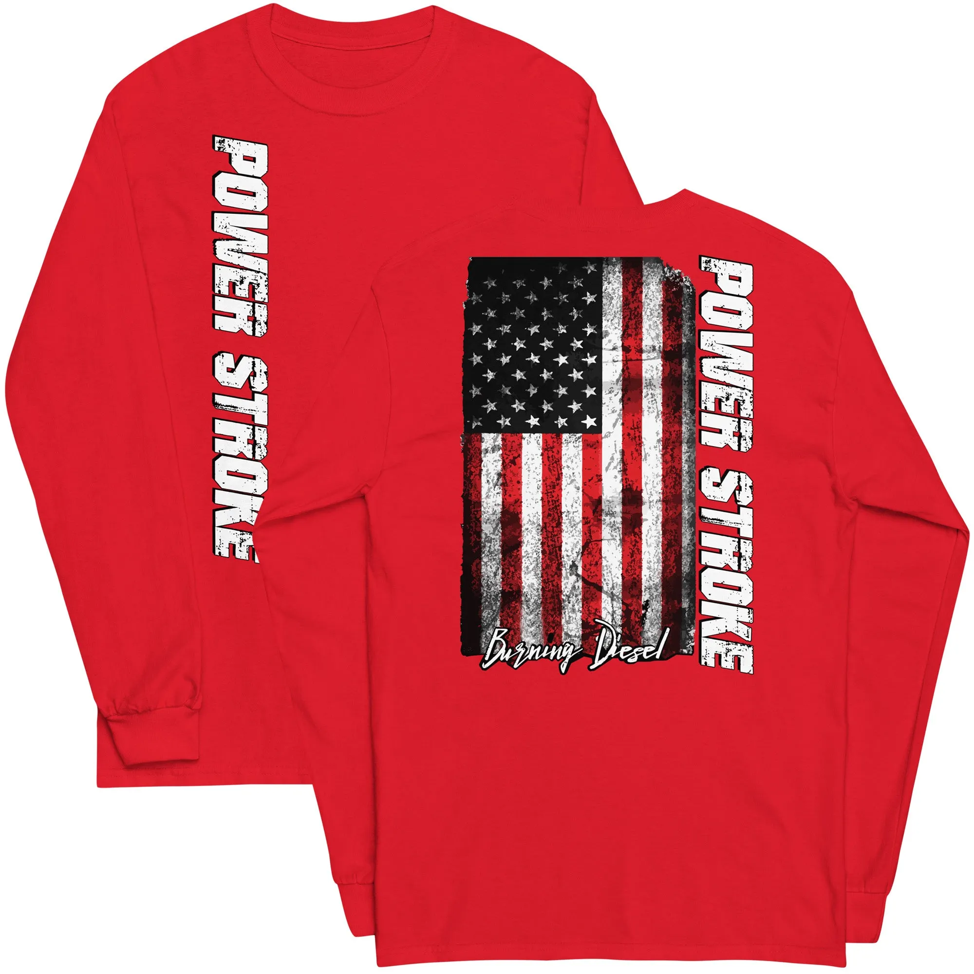 Power Stroke American Flag Long Sleeve T-Shirt