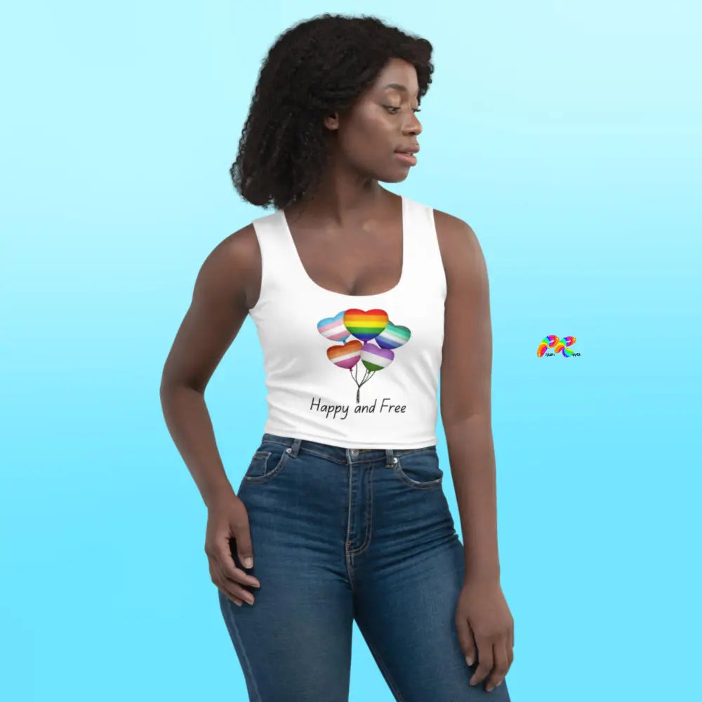 Pride/LGBTQ Hula Hooping White Crop Top