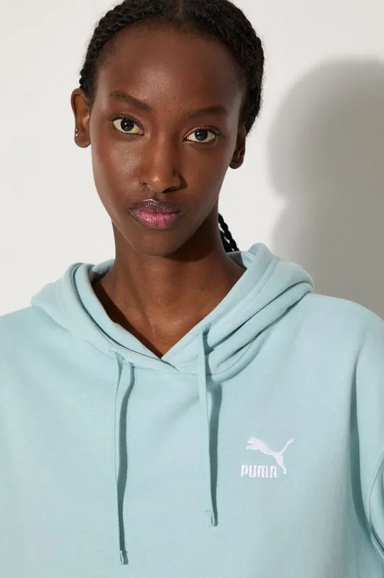 Puma cotton sweatshirt BETTER CLASSIC women's blue color hooded 624229