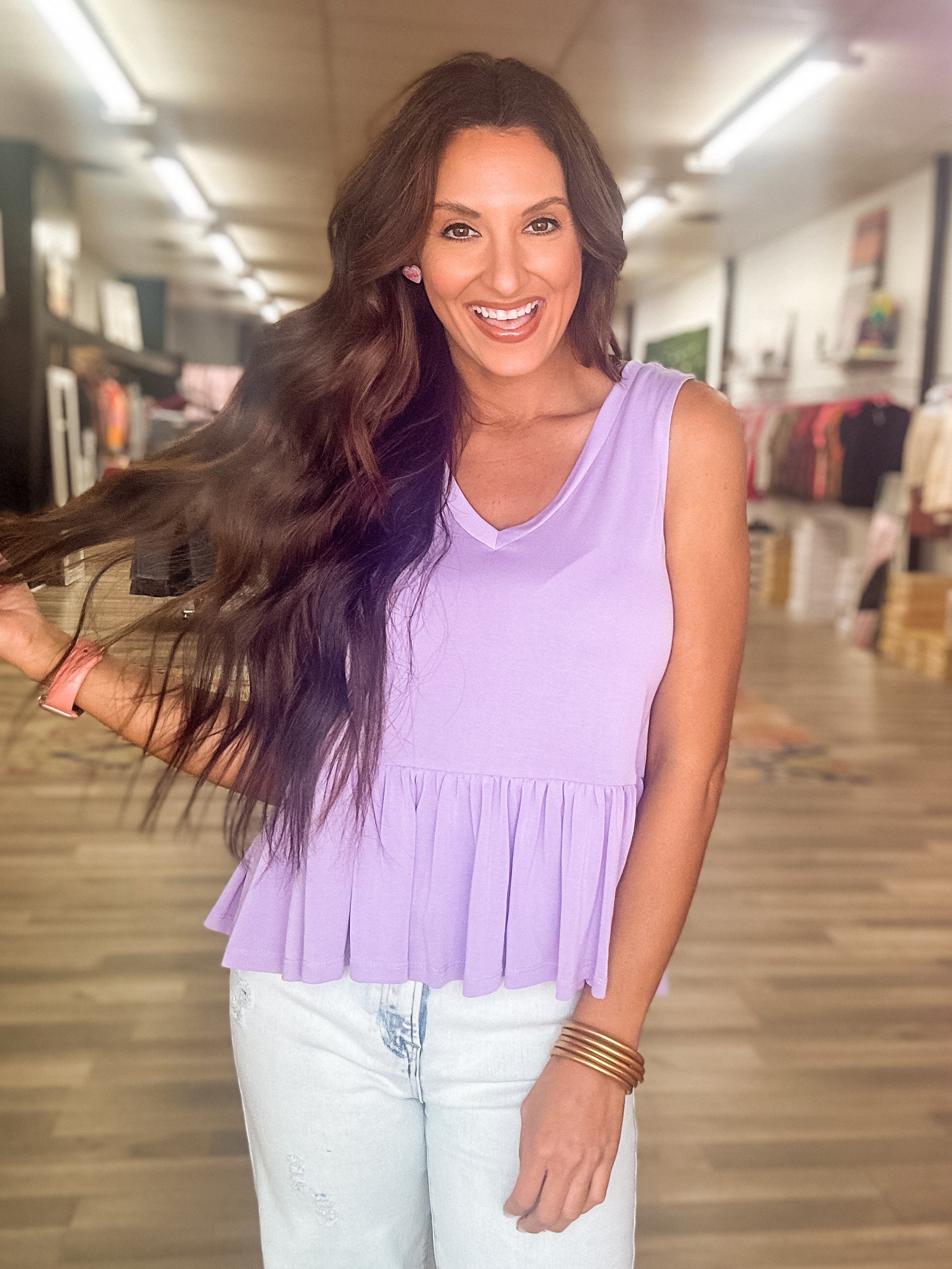 Purple Ruffle Tank