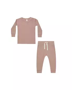 Quincy Mae - Mauve Waffle Top + Pant Set