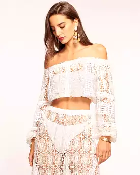 Ramy Brook - Aiyana Coverup Top - White Printed Lace