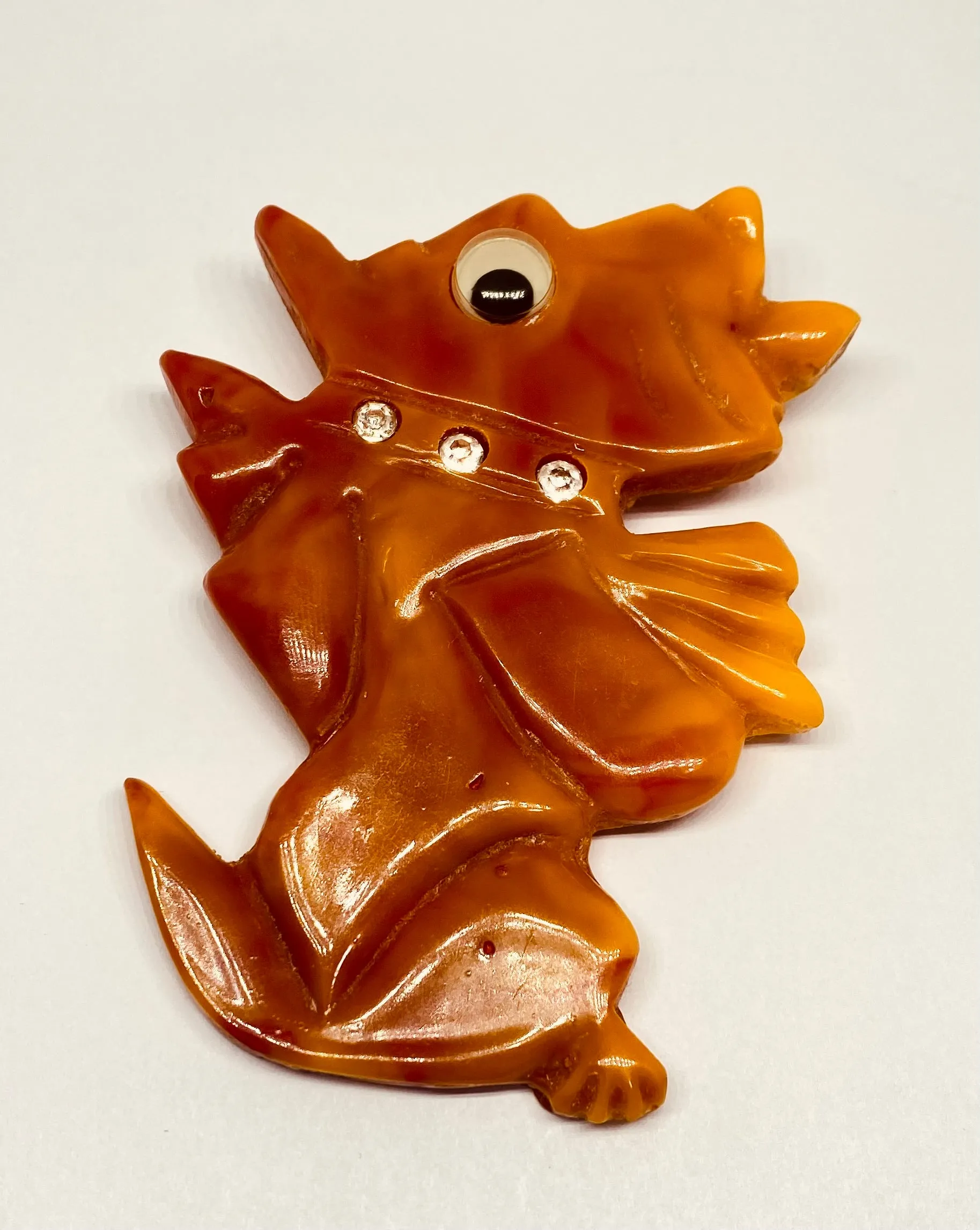 Rare Vintage Bakelite Scottie Dog Pin With Rhinestones