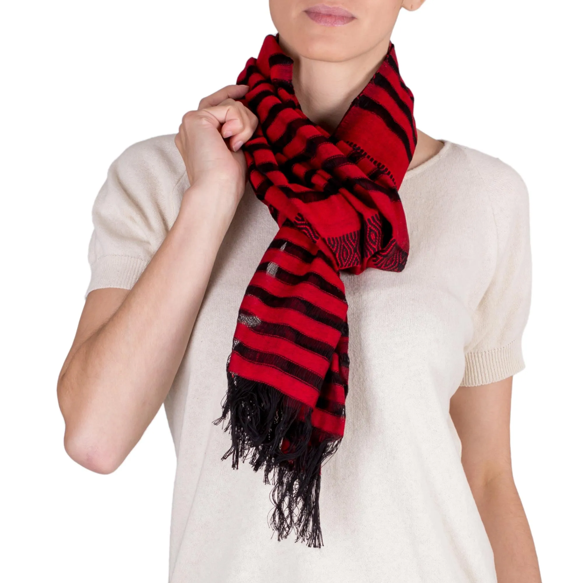 Red Totonicapan Diamonds Cotton scarf