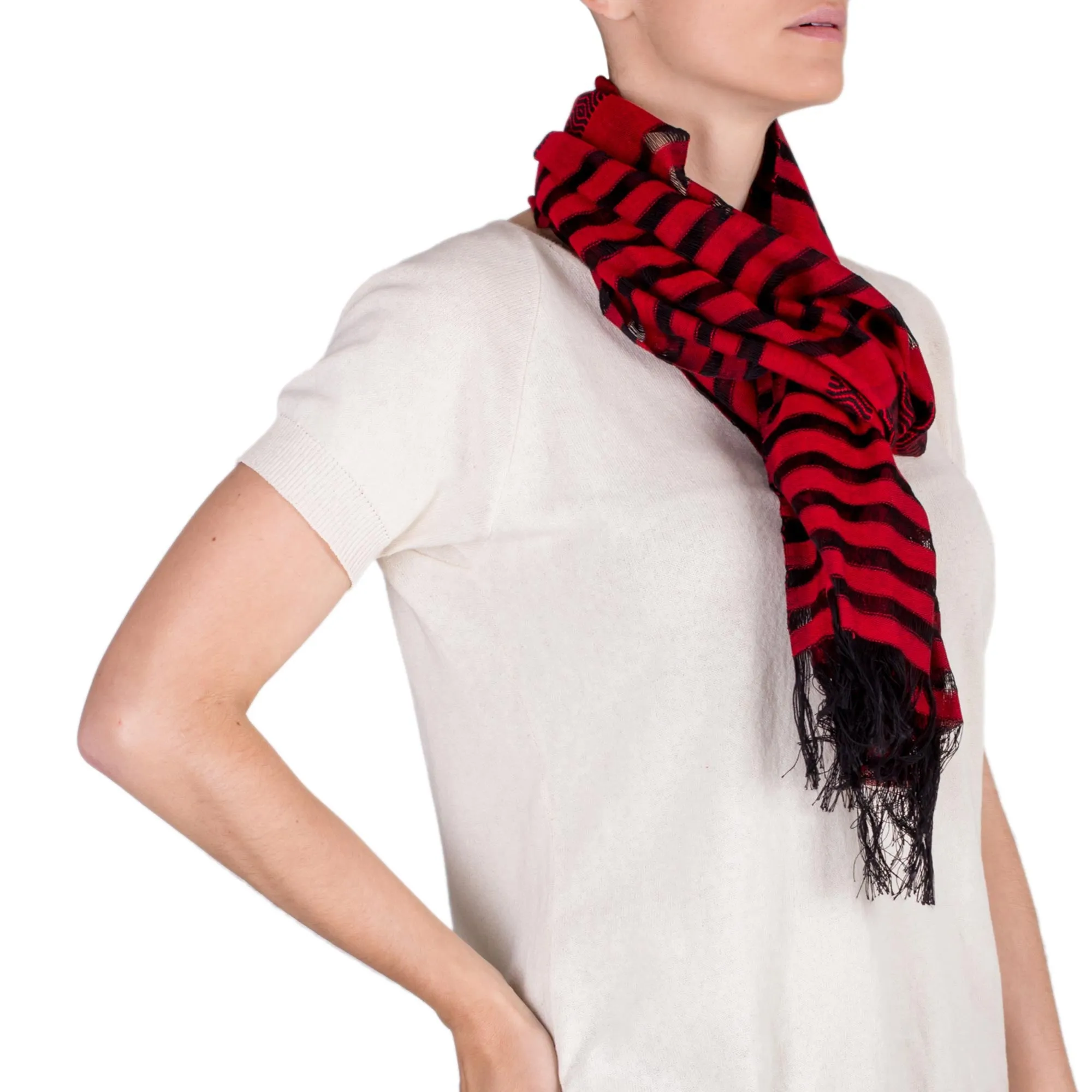 Red Totonicapan Diamonds Cotton scarf