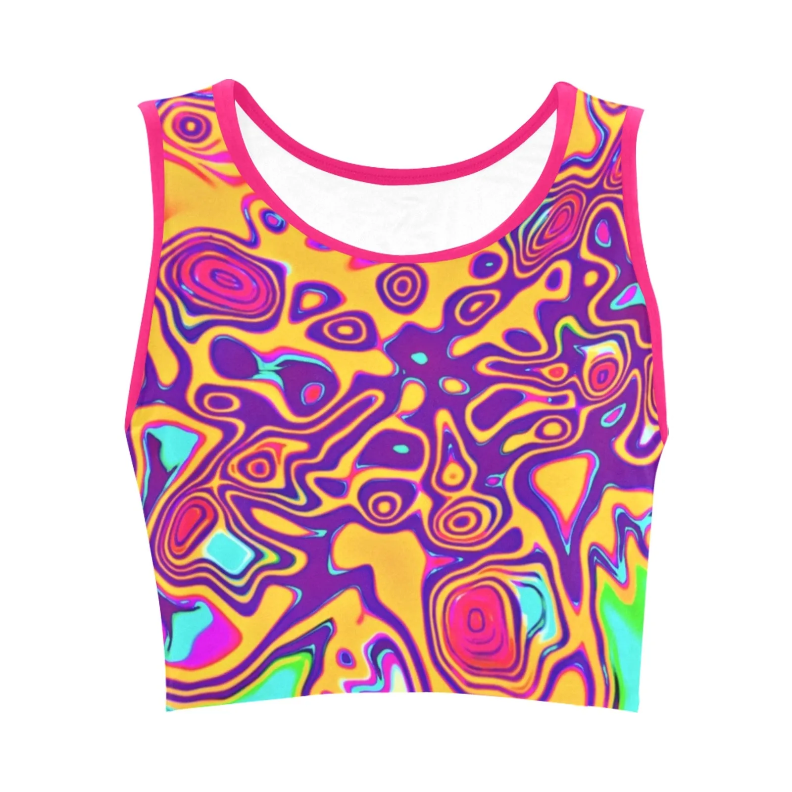 Retro Psychedelic Plasma Blast Fitted Rave Crop Top