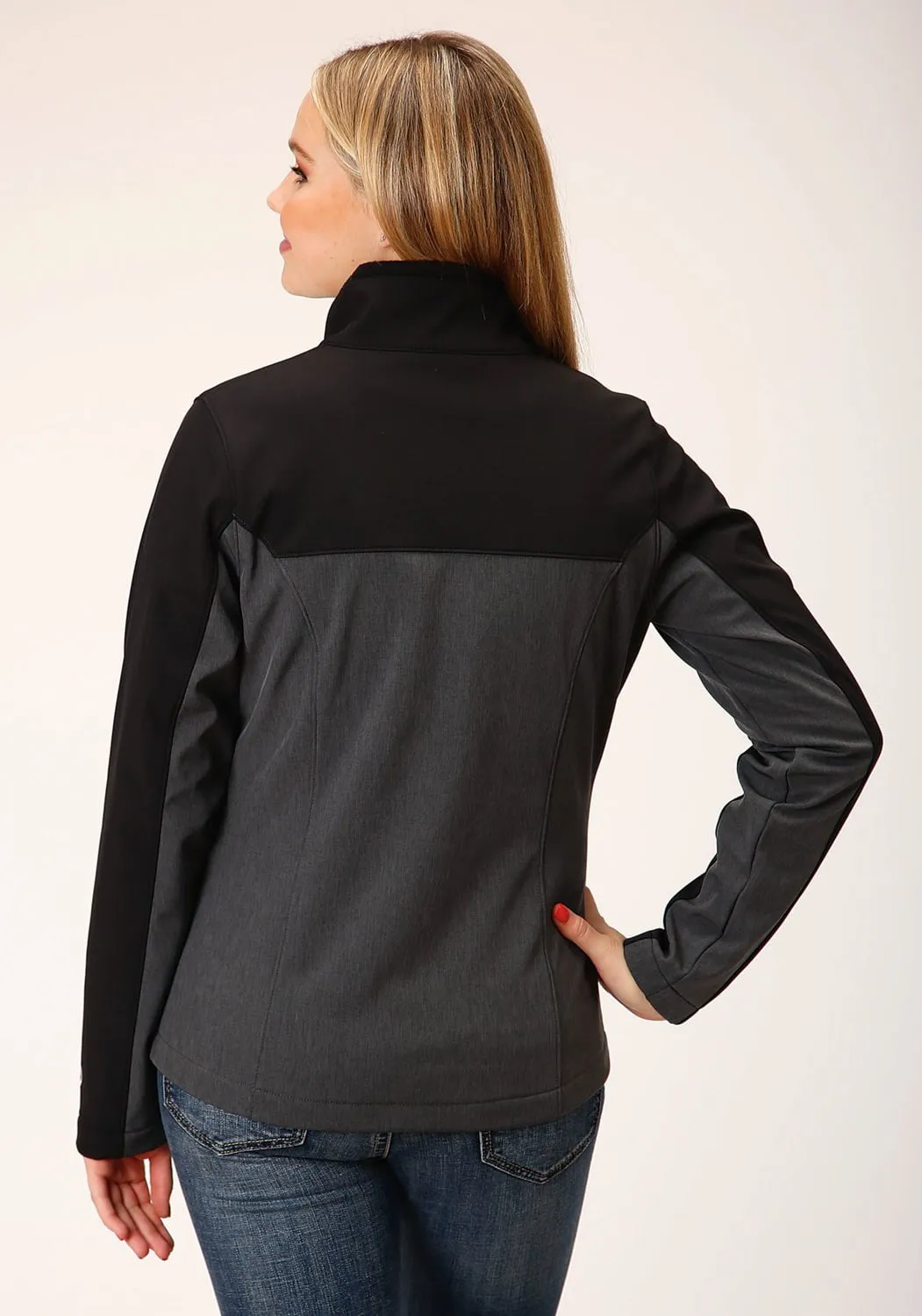 Roper Womens Zip Grey/Black Polyester Softshell Jacket