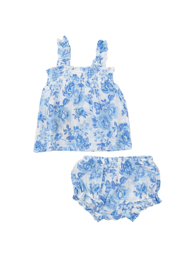 Roses in Blue Top/Bloomers