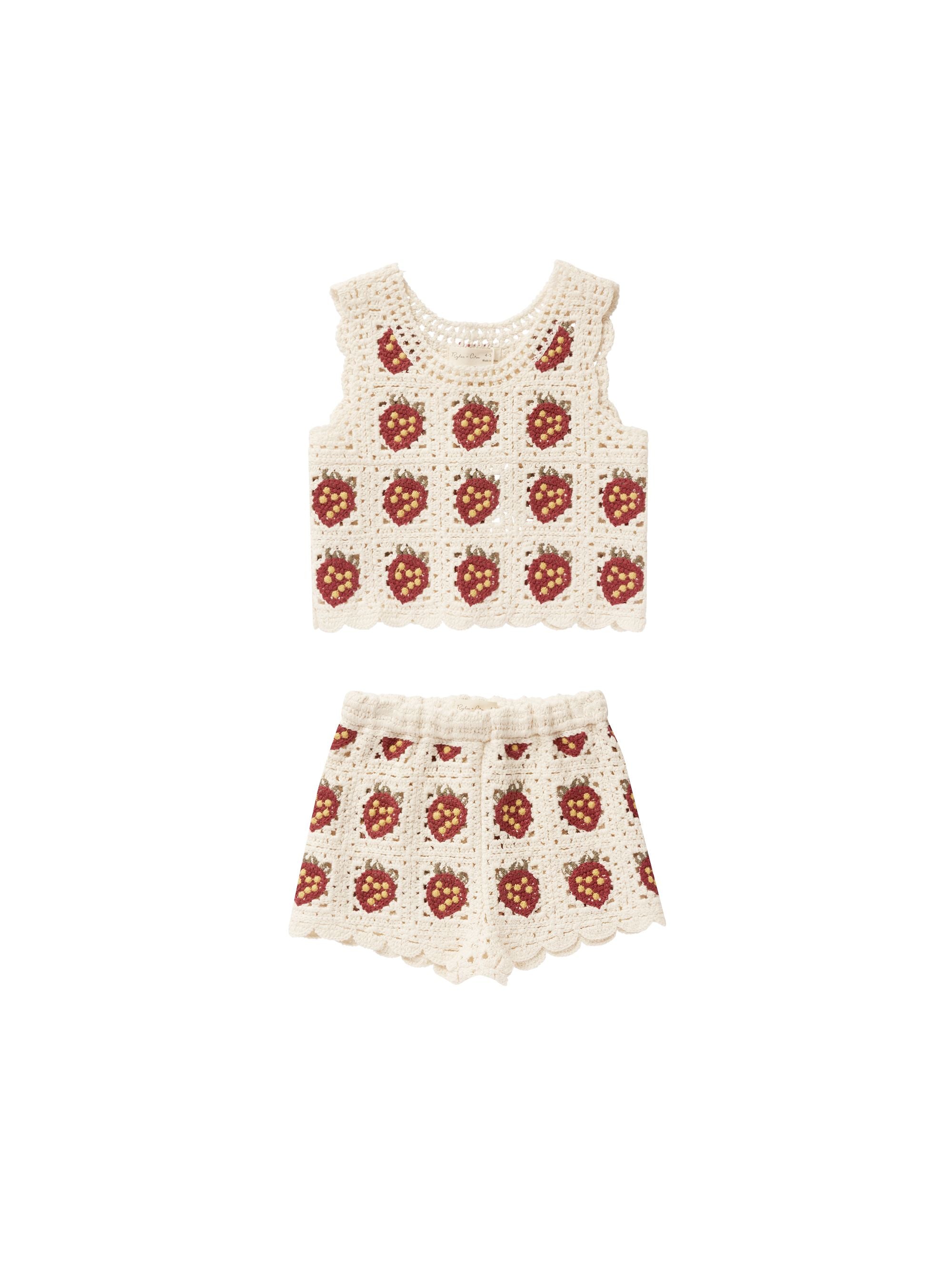 Rylee & Cru - Strawberry Crochet Tank Set