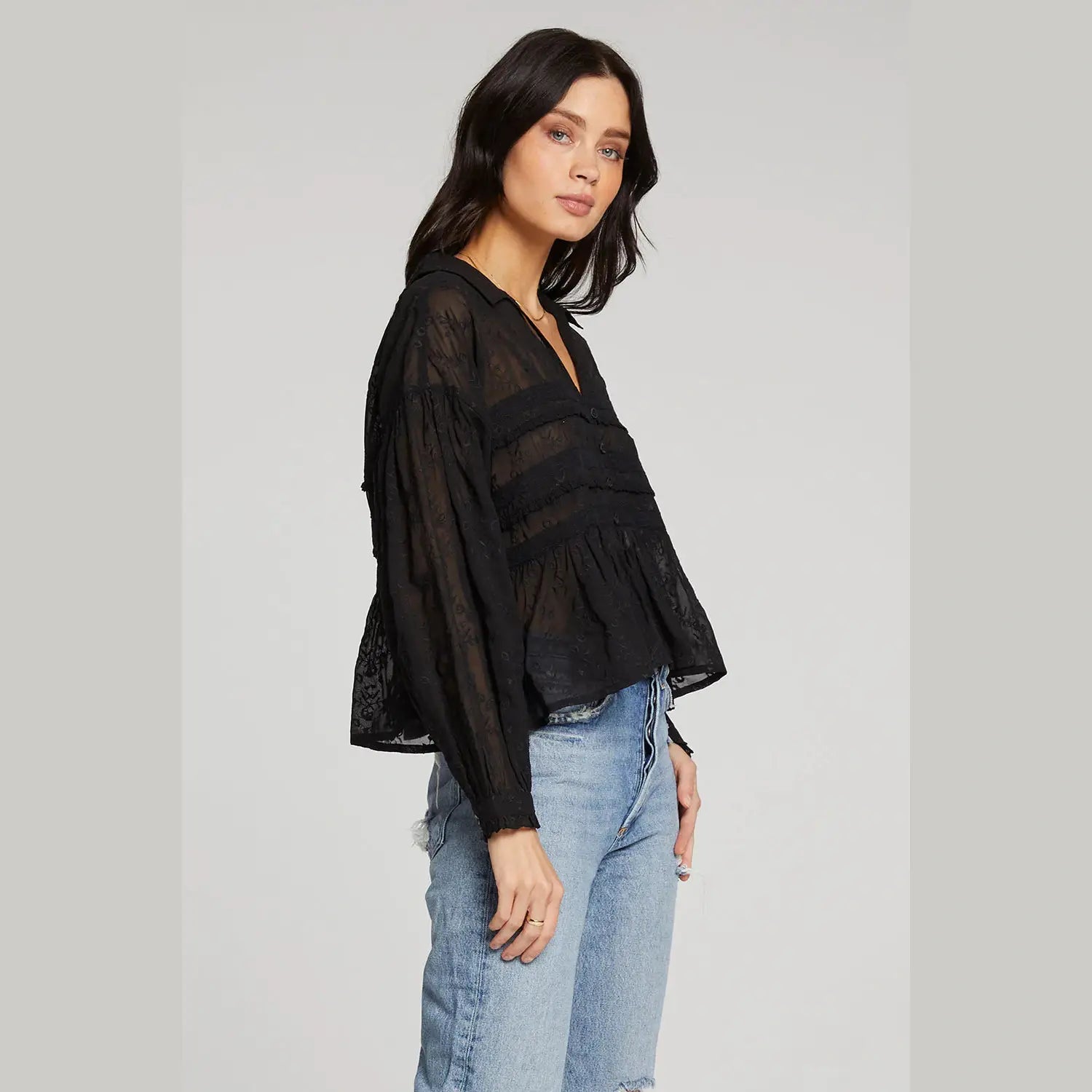 Saltwater Luxe Embroidered Prime Top in Black